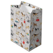 Sac Cadeau Moyen Chiens mignons Design Motif Blanc (Devant Angle)