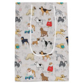 Sac Cadeau Moyen Chiens mignons Design Motif Blanc (Dos)