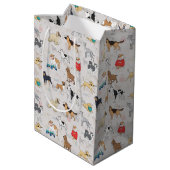 Sac Cadeau Moyen Chiens mignons Design Motif Blanc (Dos Angle)