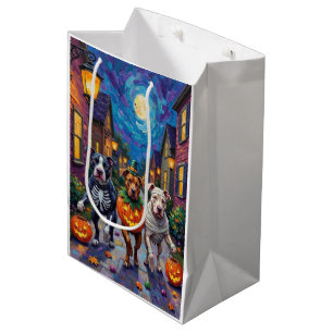 Sac Cadeau Moyen Chiens Pitbull faisant la tournée des bonbons Cos