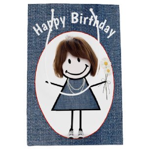 Sac Cadeau Moyen Chiffre Anniversaire Fille Sur Denim
