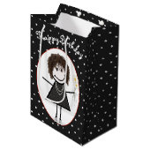 Sac Cadeau Moyen Chiffre Anniversaire Fille Sur Pois (Devant Angle)