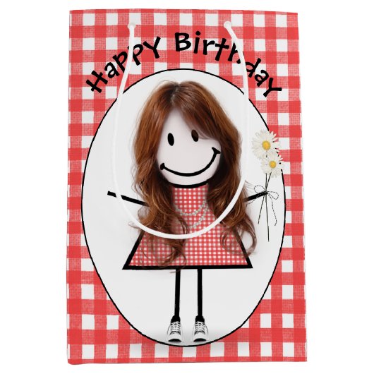 Sac Cadeau Moyen Chiffre d'anniversaire fille en Basket sur En vich (Devant)