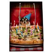 Sac Cadeau Moyen Chihuahua Anniversaire Pizza Pie (Dos)