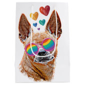 Sac Cadeau Moyen Chihuahua Chien avec Coeurs Saint Valentin (Dos)