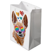 Sac Cadeau Moyen Chihuahua Chien avec Coeurs Saint Valentin (Dos Angle)