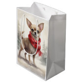 Sac Cadeau Moyen Chihuahua Chien dans Noël de neige (Dos Angle)