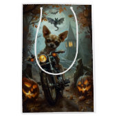 Sac Cadeau Moyen Chihuahua équitation moto Halloween effrayant (Devant)