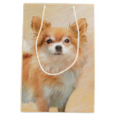 Sac Cadeau Moyen Chihuahua Peinture de Chien à long Haired Art orig (Dos)