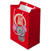 Sac Cadeau Moyen Chinois lunaire de souris rat de Nouvel An argent (Devant Angle)