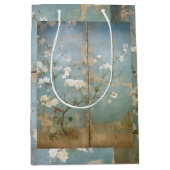 Sac Cadeau Moyen Chinoiserie Ancien Panneaux Bleus & Cherry Trees (Devant)