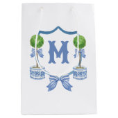 Sac Cadeau Moyen Chinoiserie Aquarelle Bow Topior Monogramme Crest (Devant)