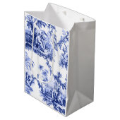 Sac Cadeau Moyen Chinoiserie blanc bleu Toile (Devant Angle)