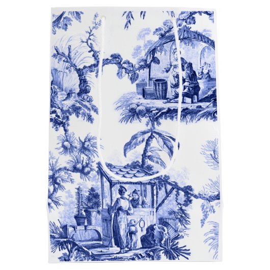 Sac Cadeau Moyen Chinoiserie blanc bleu Toile (Dos)