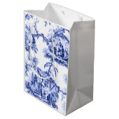 Sac Cadeau Moyen Chinoiserie blanc bleu Toile (Dos Angle)