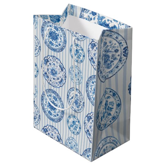 Sac Cadeau Moyen Chinoiserie Blue White Plates All Occasion  (Dos Angle)