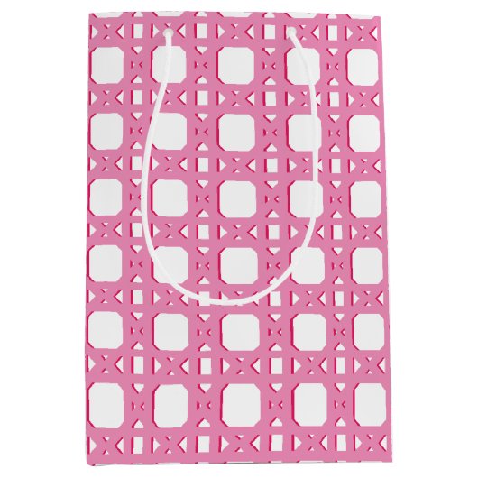 Sac Cadeau Moyen Chinoiserie Cane Trellis in Pink (Devant)