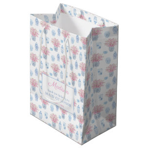 Sac Cadeau Moyen Chinoiserie Chic Rose & Blue Bridesmaiers Merci