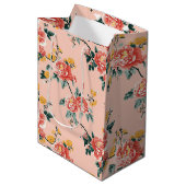 Sac Cadeau Moyen Chinoiserie rose pâle Floral (Devant Angle)