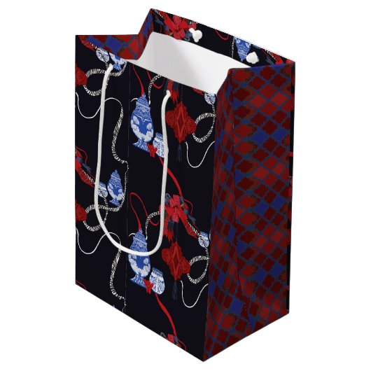 Sac Cadeau Moyen Chinoiserie Zebra et Ribbon (Devant Angle)