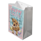 Sac Cadeau Moyen Chiot Airedale Joyeuses Pâques (Dos Angle)
