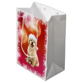 Sac Cadeau Moyen Chiot de Noël de golden retriever (Devant Angle)