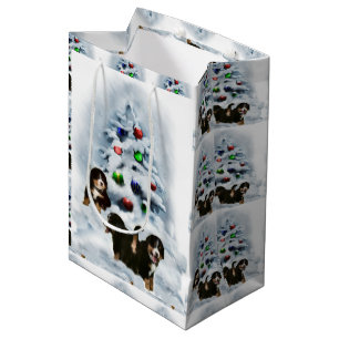 Sac Cadeau Moyen Chiots du Montagne des Bernese Noël