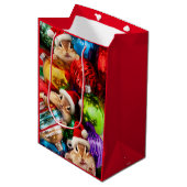 Sac Cadeau Moyen Chipmunks Aux Ornements De Vacances (Devant Angle)