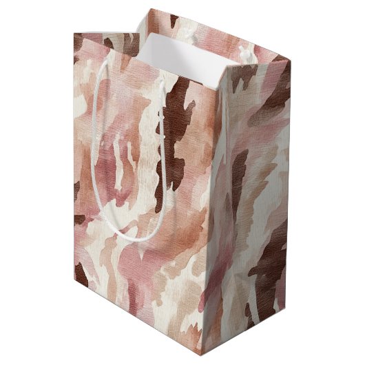 Sac Cadeau Moyen Chocolat à la crème rose Brown Anniversaire Abstra (Dos Angle)