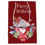 Sac Cadeau Moyen Chocolat chaud de Noël en rouge (Devant)