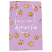 Sac Cadeau Moyen Chocolat chips biscuits d'anniversaire violet (Devant)