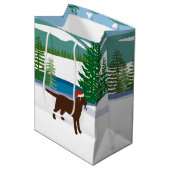 Sac Cadeau Moyen Chocolat Labrador Christmas Winter View (Devant Angle)