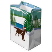 Sac Cadeau Moyen Chocolat Labrador Christmas Winter View (Dos Angle)