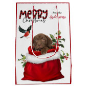 Sac Cadeau Moyen Chocolat Labrador Retriever Chien chiot Noël (Dos)