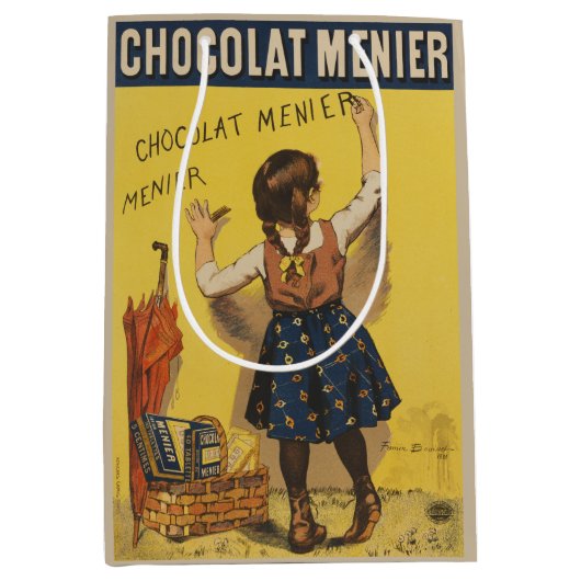 Sac Cadeau Moyen Chocolat Menier Petite fille Mur écriture (Devant)