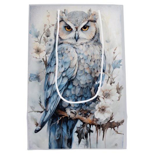 Sac Cadeau Moyen Chouette Bleue En Filiale Noël (Dos)