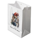 Sac Cadeau Moyen Chouette d'hiver enchantée, personnalisée (Devant Angle)