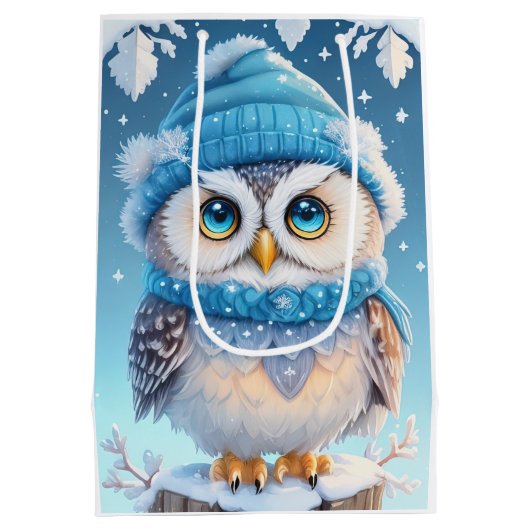 Sac Cadeau Moyen Chouette mûre avec illustration d'un casquette ble (Dos)