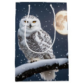 Sac Cadeau Moyen Chouette neige de Noël dans les flocons de neige (Devant)