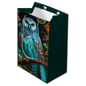 Sac Cadeau Moyen Chouette turquoise (Devant Angle)