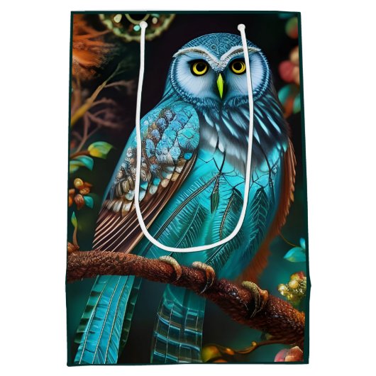 Sac Cadeau Moyen Chouette turquoise (Dos)