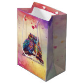 Sac Cadeau Moyen Chouettes colorées-Inséparables- (Devant Angle)