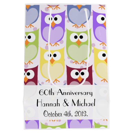 Sac Cadeau Moyen Chouettes mignonnes, Chouette Motif, Chouettes col (Dos)