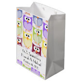 Sac Cadeau Moyen Chouettes mignonnes, Chouette Motif, Chouettes col (Dos Angle)