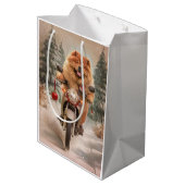 Sac Cadeau Moyen Chow Chow Chien chevauchant la moto Noël (Dos Angle)