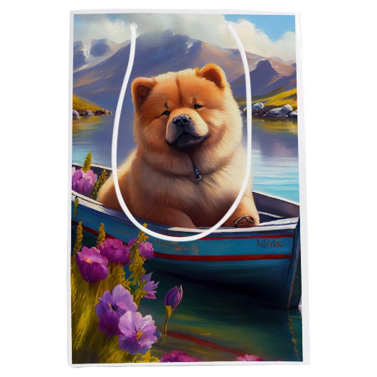 Sac Cadeau Moyen Chow Chow sur une pagaie : une aventure Pittoresqu (Devant)