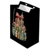 Sac Cadeau Moyen Christmas Book Tree Book Teacher Reading Bookish  (Devant Angle)