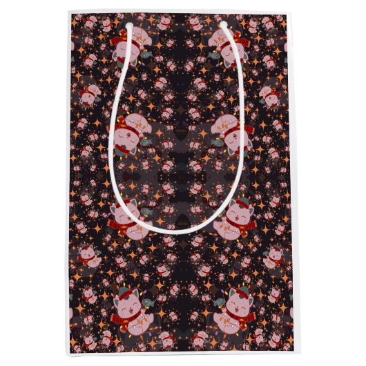 Sac Cadeau Moyen Christmas Cat With Santa Hat (Devant)