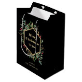 Sac Cadeau Moyen Christmas Gilded Greenery on Black | Holiday (Devant Angle)