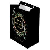 Sac Cadeau Moyen Christmas Gilded Greenery on Black | Holiday (Dos Angle)